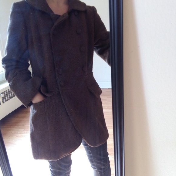 Brown Pinstripe Peacoat - Picture 11 of 16